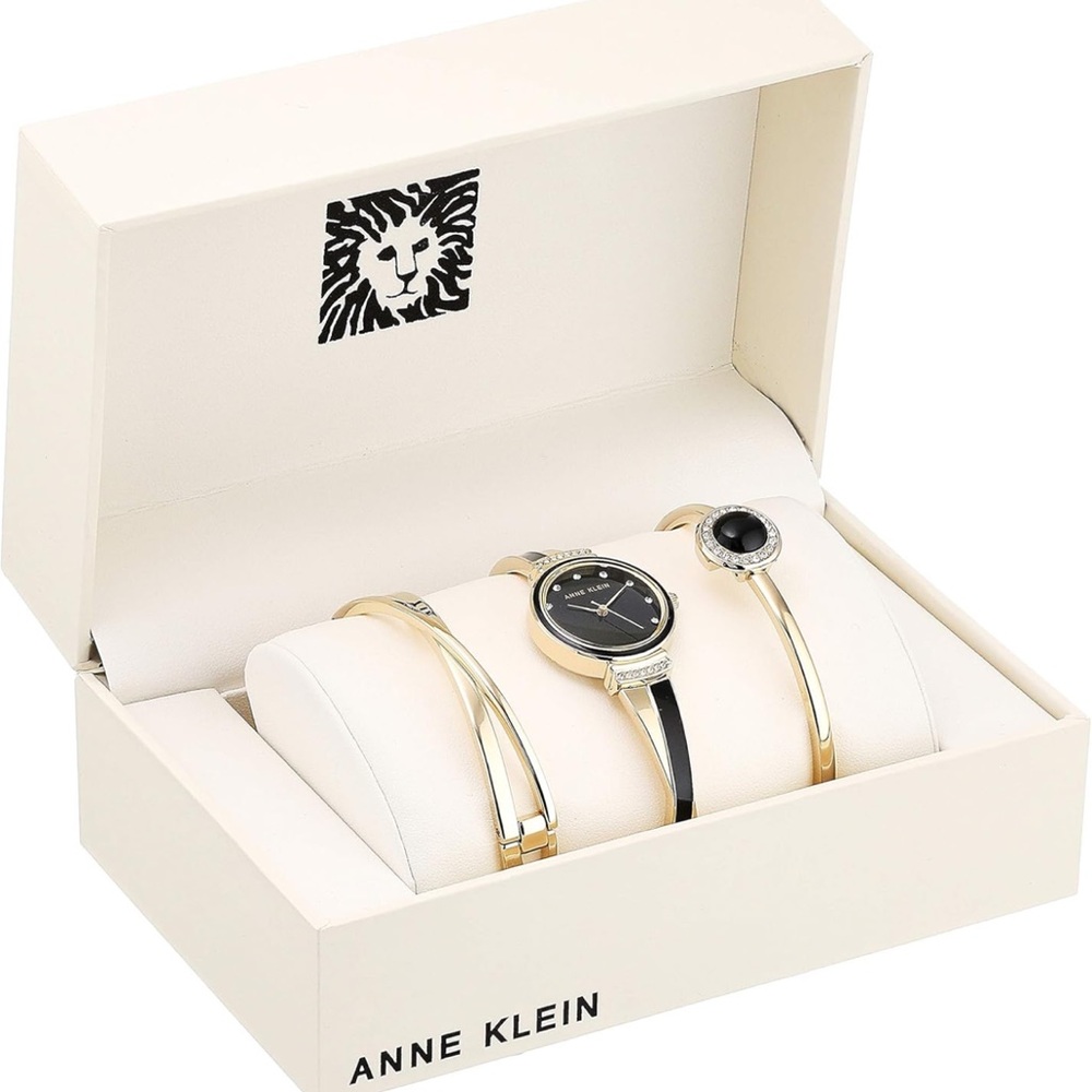 Anne Klein Crystal Accented Watch and Bangle Set